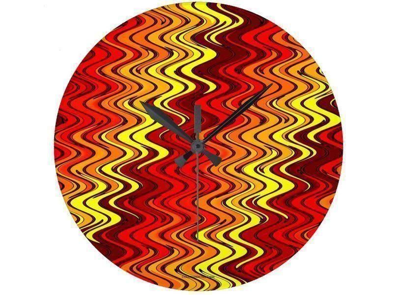 Wall Clocks-WAVY #2 Round Wall Clocks-Reds, Oranges &amp; Yellows-from COLORADDICTED.COM-