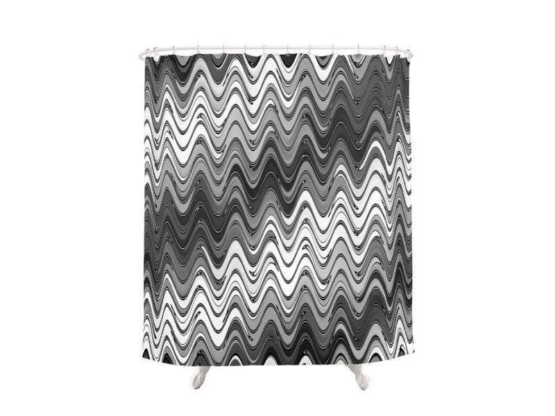 Shower Curtains-WAVY #2 Shower Curtains-Grays &amp; White-from COLORADDICTED.COM-