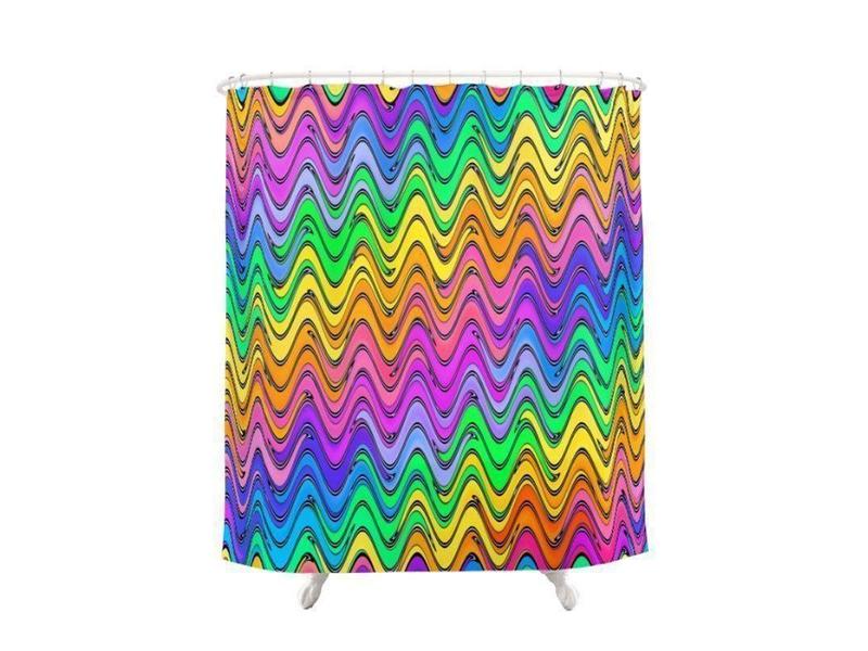 Shower Curtains-WAVY #2 Shower Curtains-Multicolor Light-from COLORADDICTED.COM-