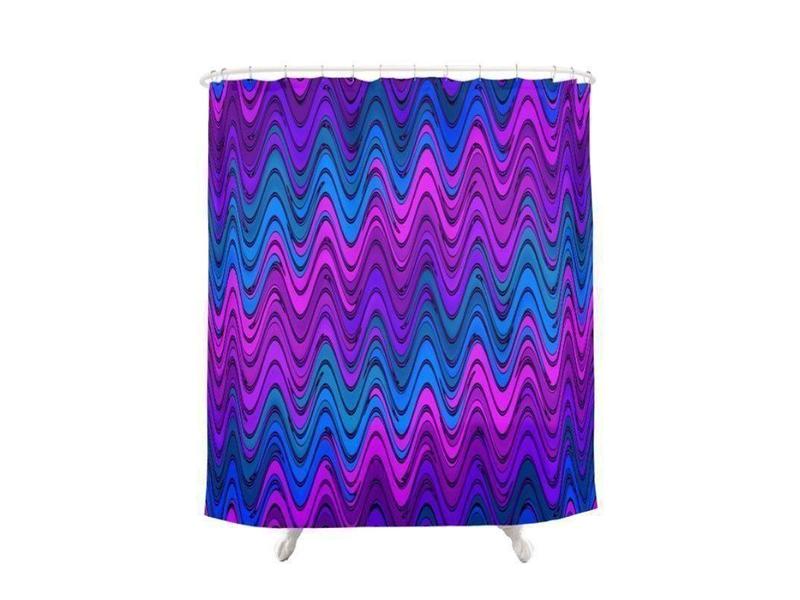 Shower Curtains-WAVY #2 Shower Curtains-Purples, Violets &amp; Turquoises-from COLORADDICTED.COM-