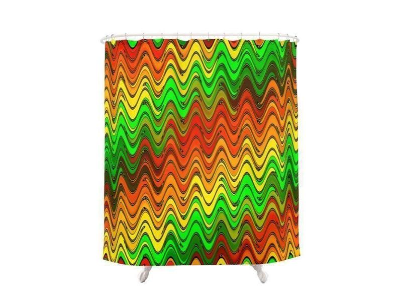 Shower Curtains-WAVY #2 Shower Curtains-Reds, Oranges, Yellows &amp; Greens-from COLORADDICTED.COM-