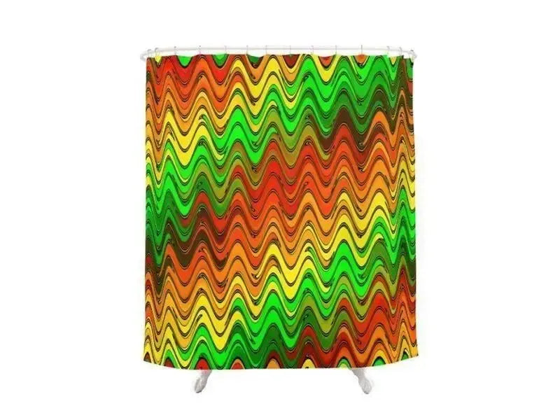 Shower Curtains-WAVY #2 Shower Curtains-Reds, Oranges, Yellows & Greens-from COLORADDICTED.COM-