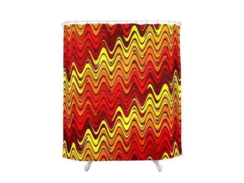 Shower Curtains-WAVY #2 Shower Curtains-Reds, Oranges &amp; Yellows-from COLORADDICTED.COM-