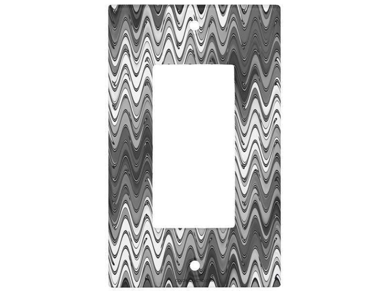 Rocker Light Switch Covers-WAVY #2 Single, Double &amp; Triple-Rocker Light Switch Covers-Grays &amp; White-from COLORADDICTED.COM-