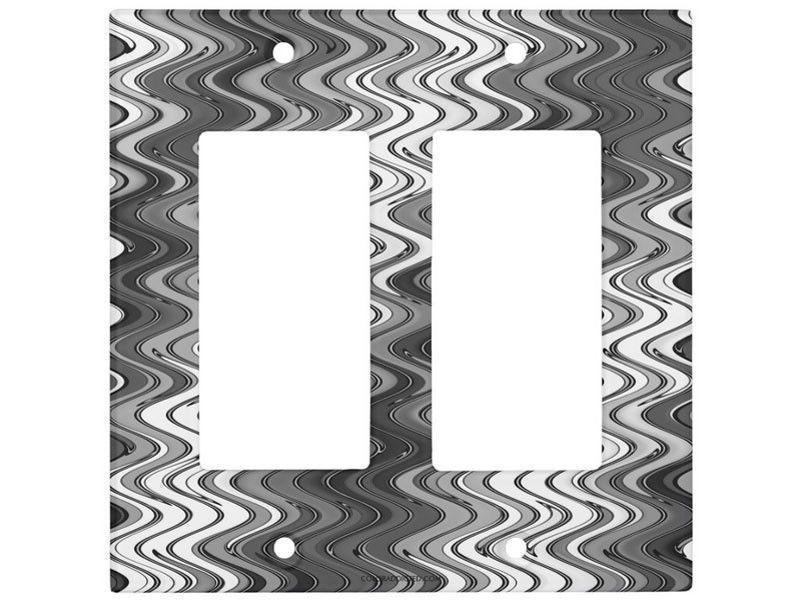 Light Switch Covers-WAVY #2 Single, Double &amp; Triple-Rocker Light Switch Covers-Grays &amp; White-from COLORADDICTED.COM-