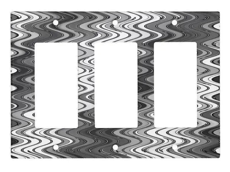 Rocker Light Switch Covers-WAVY #2 Single, Double & Triple-Rocker Light Switch Covers-Grays & White-from COLORADDICTED.COM-