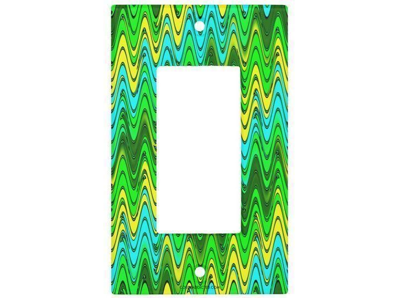 Light Switch Covers-WAVY #2 Single, Double &amp; Triple-Rocker Light Switch Covers-Greens &amp; Yellows &amp; Light Blues-from COLORADDICTED.COM-