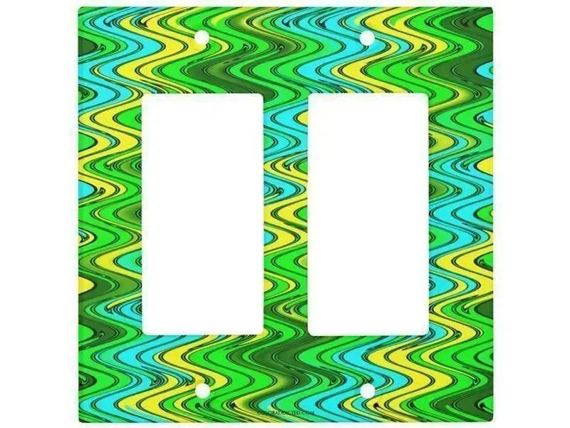 Rocker Light Switch Covers-WAVY #2 Single, Double & Triple-Rocker Light Switch Covers-Greens & Yellows & Light Blues-from COLORADDICTED.COM-