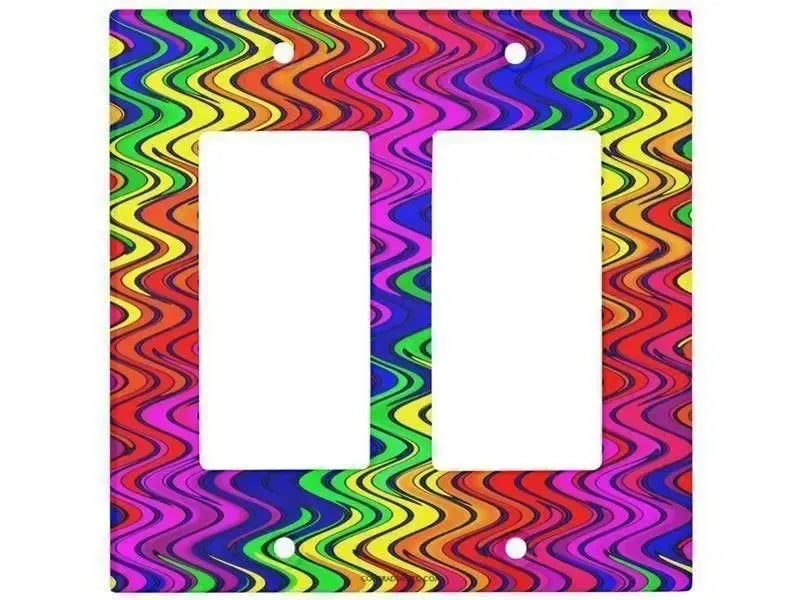 Rocker Light Switch Covers-WAVY #2 Single, Double & Triple-Rocker Light Switch Covers-Multicolor Bright-from COLORADDICTED.COM-