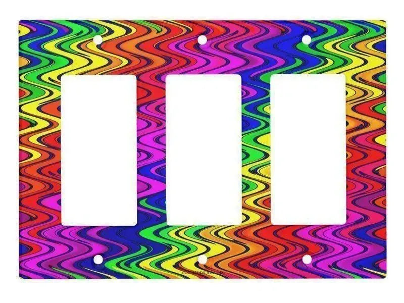 Rocker Light Switch Covers-WAVY #2 Single, Double & Triple-Rocker Light Switch Covers-Multicolor Bright-from COLORADDICTED.COM-