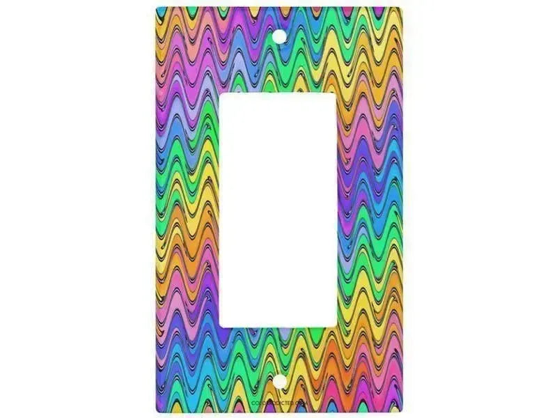 Rocker Light Switch Covers-WAVY #2 Single, Double & Triple-Rocker Light Switch Covers-Multicolor Light-from COLORADDICTED.COM-