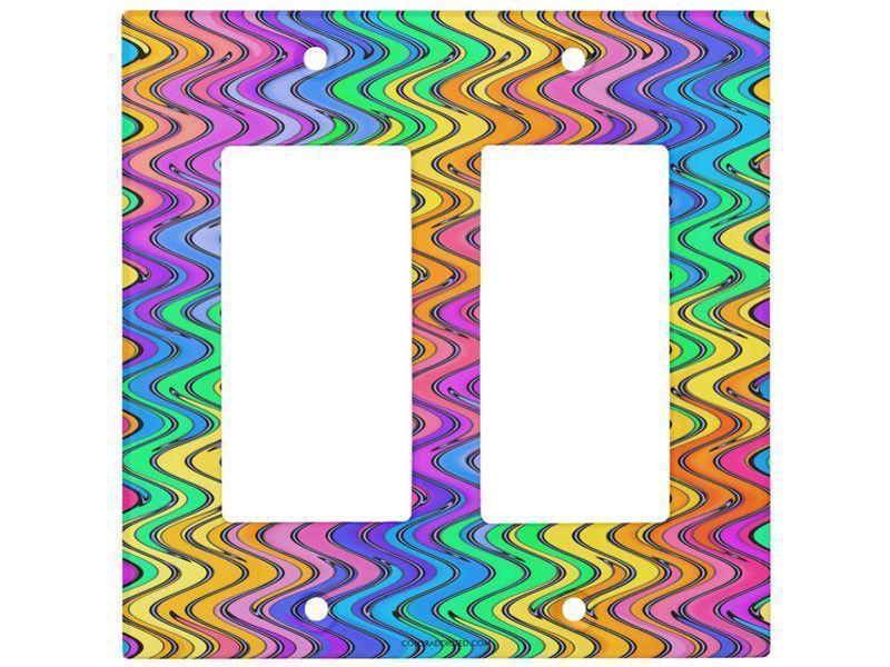 Light Switch Covers-WAVY #2 Single, Double &amp; Triple-Rocker Light Switch Covers-Multicolor Light-from COLORADDICTED.COM-
