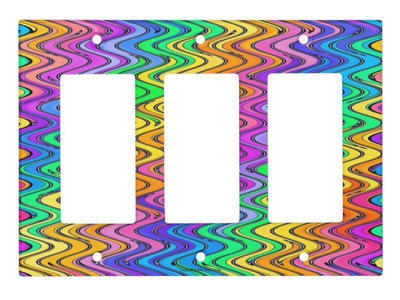 Light Switch Covers-WAVY #2 Single, Double &amp; Triple-Rocker Light Switch Covers-Multicolor Light-from COLORADDICTED.COM-