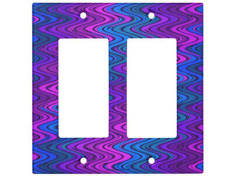 Light Switch Covers-WAVY #2 Single, Double &amp; Triple-Rocker Light Switch Covers-Purples &amp; Violets &amp; Turquoises-from COLORADDICTED.COM-
