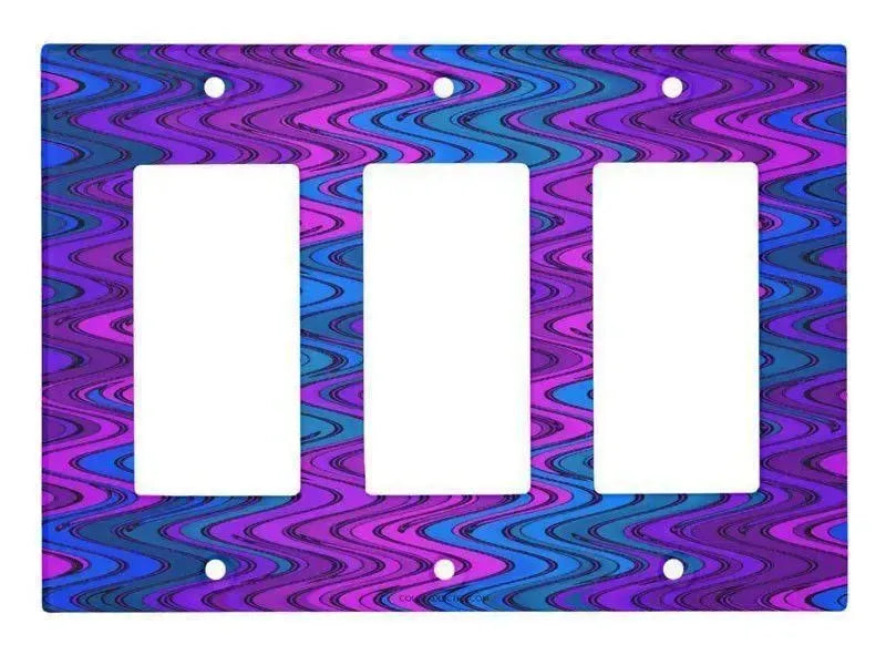 Rocker Light Switch Covers-WAVY #2 Single, Double & Triple-Rocker Light Switch Covers-Purples & Violets & Turquoises-from COLORADDICTED.COM-