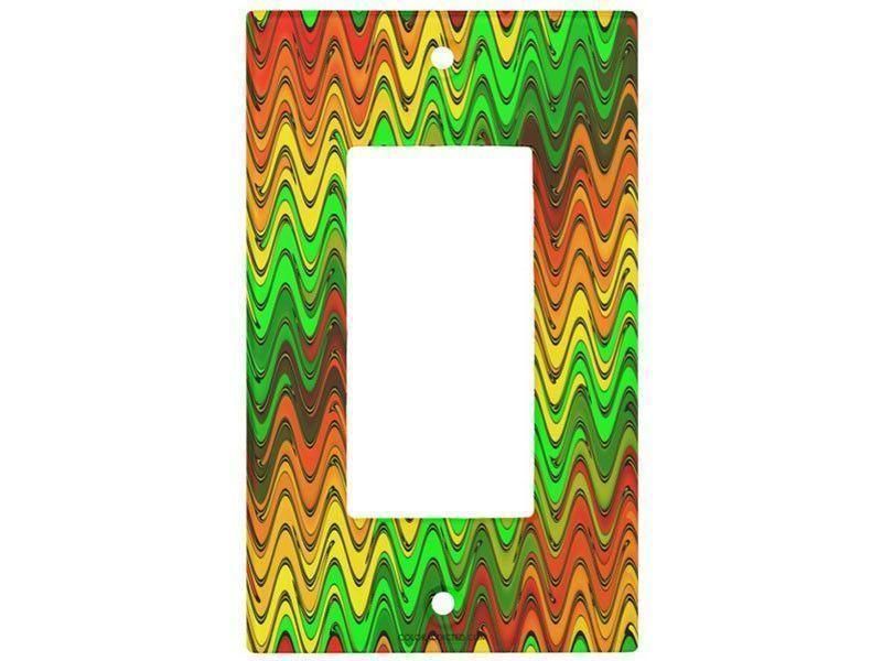 Light Switch Covers-WAVY #2 Single, Double &amp; Triple-Rocker Light Switch Covers-Reds &amp; Oranges &amp; Yellows &amp; Greens-from COLORADDICTED.COM-