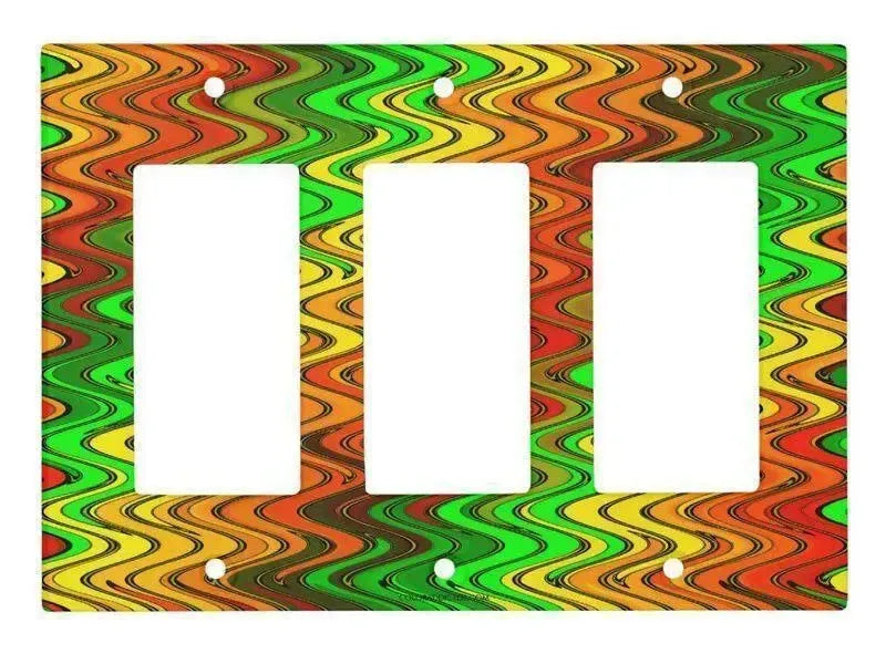 Rocker Light Switch Covers-WAVY #2 Single, Double & Triple-Rocker Light Switch Covers-Reds & Oranges & Yellows & Greens-from COLORADDICTED.COM-