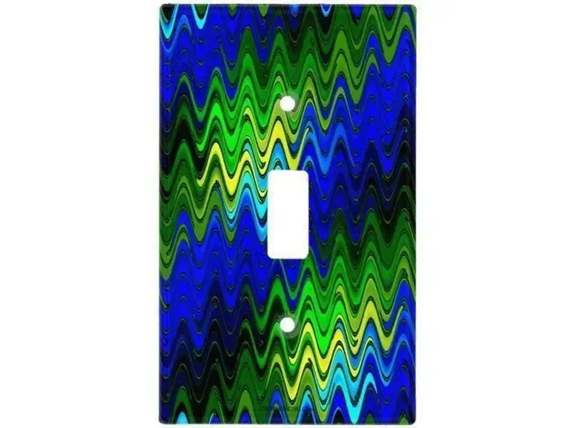 Toggle Light Switch Covers-WAVY #2 Single, Double & Triple-Toggle Light Switch Covers-Blues & Greens & Yellows-from COLORADDICTED.COM-