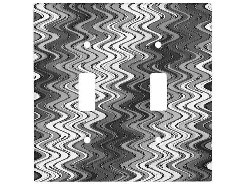 Toggle Light Switch Covers-WAVY #2 Single, Double & Triple-Toggle Light Switch Covers-Grays & White-from COLORADDICTED.COM-