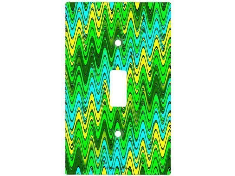 Light Switch Covers-WAVY #2 Single, Double &amp; Triple-Toggle Light Switch Covers-Greens &amp; Yellows &amp; Light Blues-from COLORADDICTED.COM-