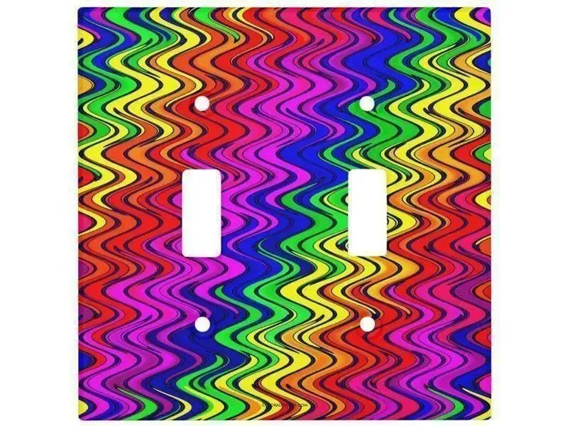 Toggle Light Switch Covers-WAVY #2 Single, Double & Triple-Toggle Light Switch Covers-Multicolor Bright-from COLORADDICTED.COM-