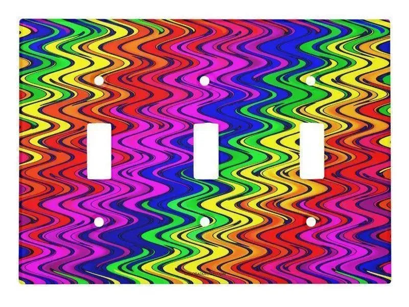 Toggle Light Switch Covers-WAVY #2 Single, Double & Triple-Toggle Light Switch Covers-Multicolor Bright-from COLORADDICTED.COM-