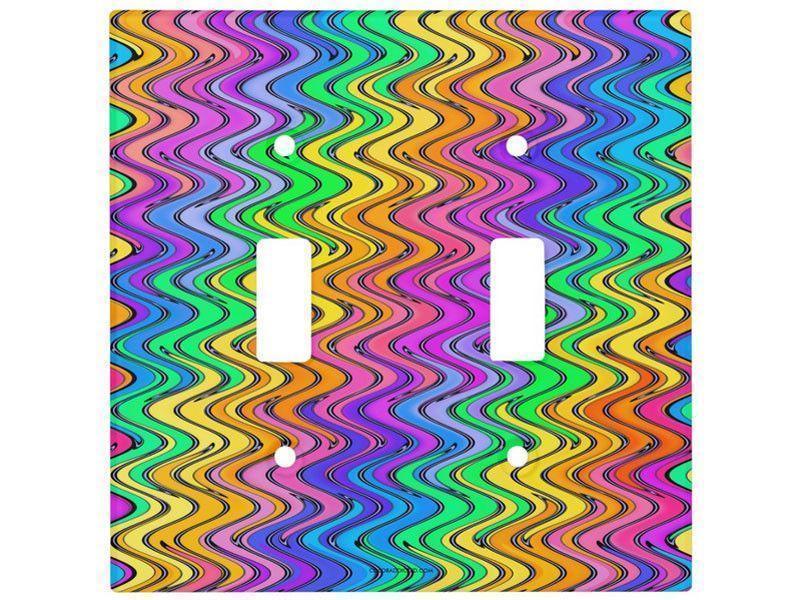 Light Switch Covers-WAVY #2 Single, Double &amp; Triple-Toggle Light Switch Covers-Multicolor Light-from COLORADDICTED.COM-