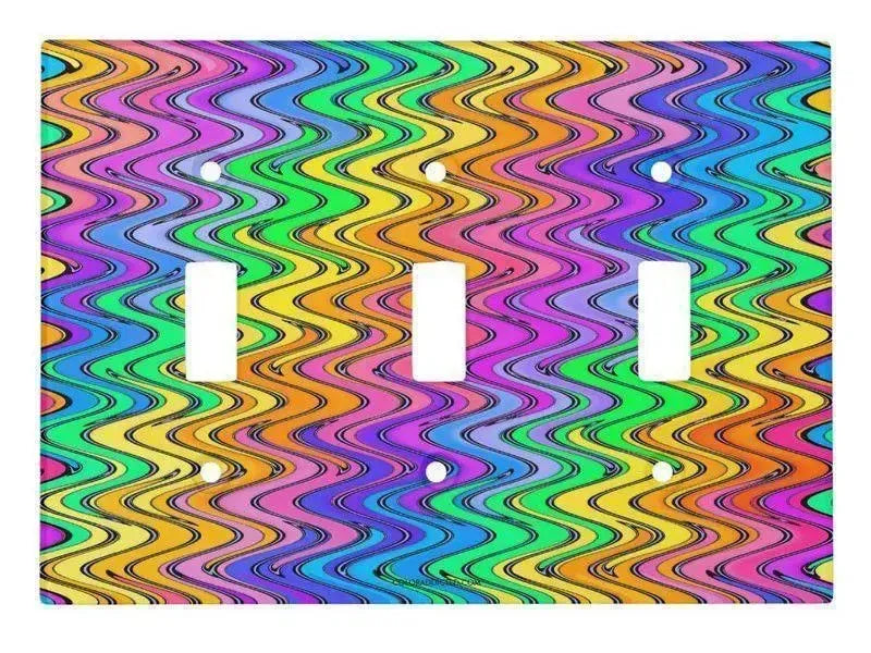 Toggle Light Switch Covers-WAVY #2 Single, Double & Triple-Toggle Light Switch Covers-Multicolor Light-from COLORADDICTED.COM-