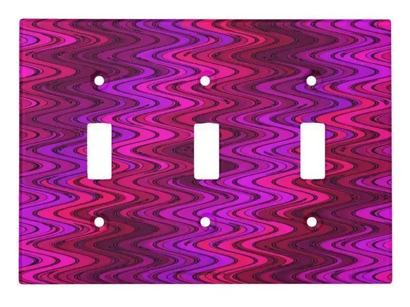 Toggle Light Switch Covers-WAVY #2 Single, Double & Triple-Toggle Light Switch Covers-Purples & Fuchsias & Violets & Magentas-from COLORADDICTED.COM-