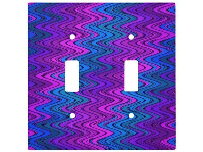 Toggle Light Switch Covers-WAVY #2 Single, Double & Triple-Toggle Light Switch Covers-Purples & Violets & Turquoises-from COLORADDICTED.COM-