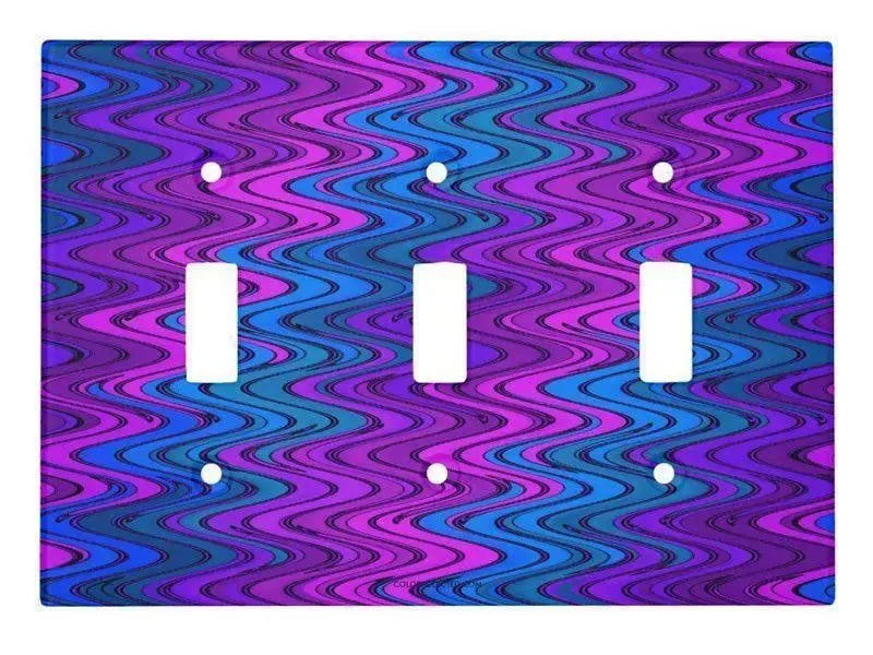 Toggle Light Switch Covers-WAVY #2 Single, Double & Triple-Toggle Light Switch Covers-Purples & Violets & Turquoises-from COLORADDICTED.COM-