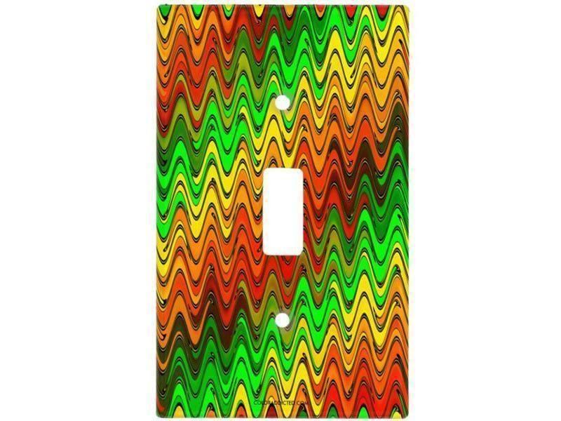 Light Switch Covers-WAVY #2 Single, Double &amp; Triple-Toggle Light Switch Covers-Reds &amp; Oranges &amp; Yellows &amp; Greens-from COLORADDICTED.COM-