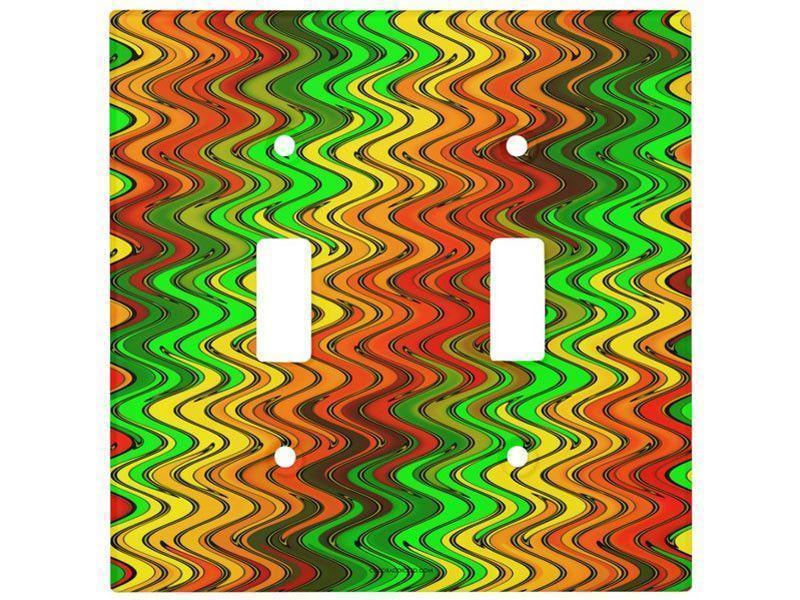 Toggle Light Switch Covers-WAVY #2 Single, Double &amp; Triple-Toggle Light Switch Covers-Reds &amp; Oranges &amp; Yellows &amp; Greens-from COLORADDICTED.COM-