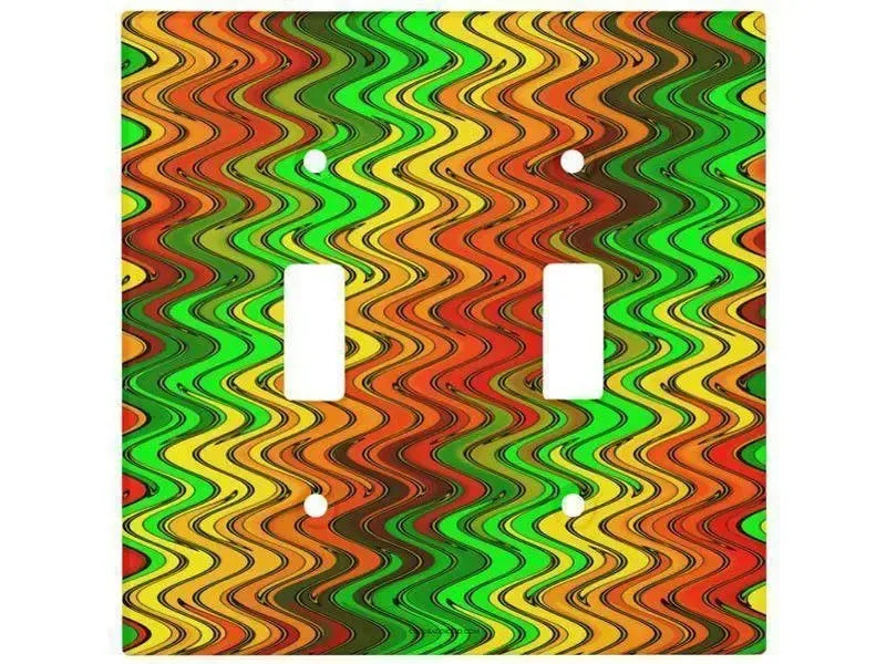 Toggle Light Switch Covers-WAVY #2 Single, Double & Triple-Toggle Light Switch Covers-Reds & Oranges & Yellows & Greens-from COLORADDICTED.COM-