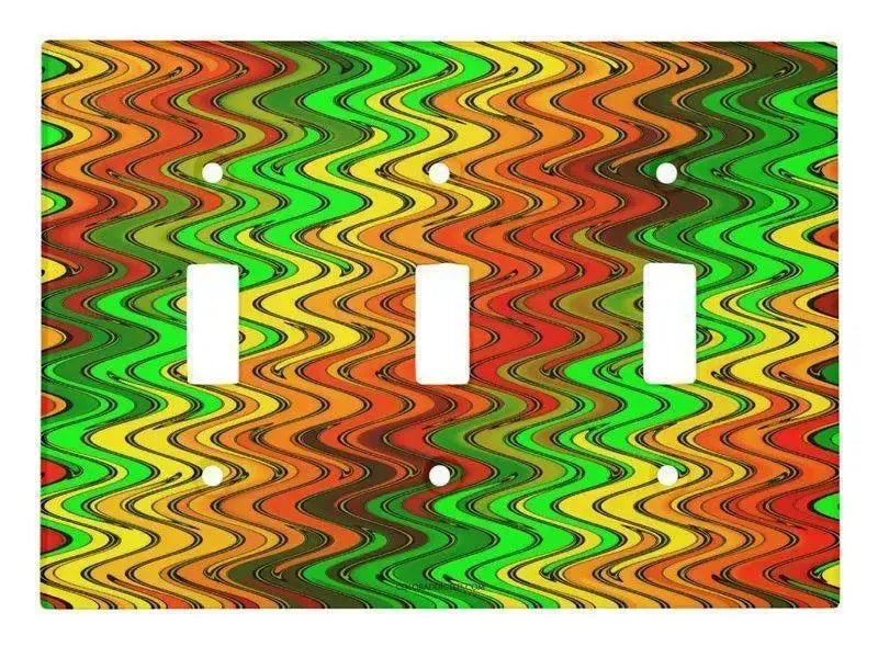 Toggle Light Switch Covers-WAVY #2 Single, Double & Triple-Toggle Light Switch Covers-Reds & Oranges & Yellows & Greens-from COLORADDICTED.COM-
