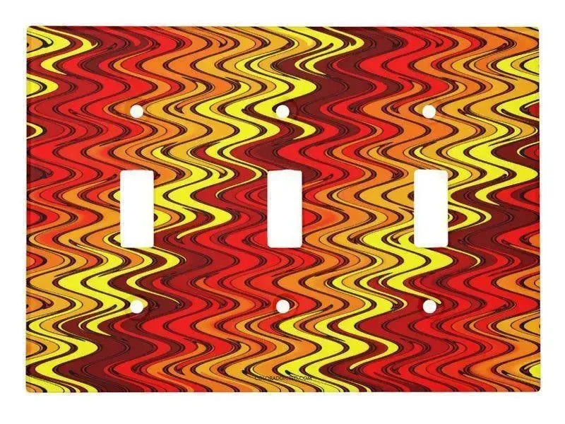 Toggle Light Switch Covers-WAVY #2 Single, Double & Triple-Toggle Light Switch Covers-Reds & Oranges & Yellows-from COLORADDICTED.COM-