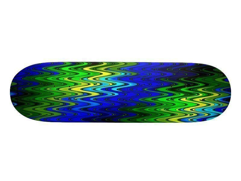 Skateboard Decks-WAVY #2 Skateboard Decks-Blues &amp; Greens &amp; Yellows-from COLORADDICTED.COM-