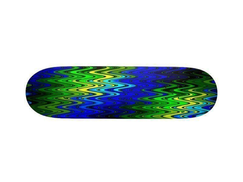 Skateboard Decks-WAVY #2 Skateboard Decks-Blues &amp; Greens &amp; Yellows-from COLORADDICTED.COM-