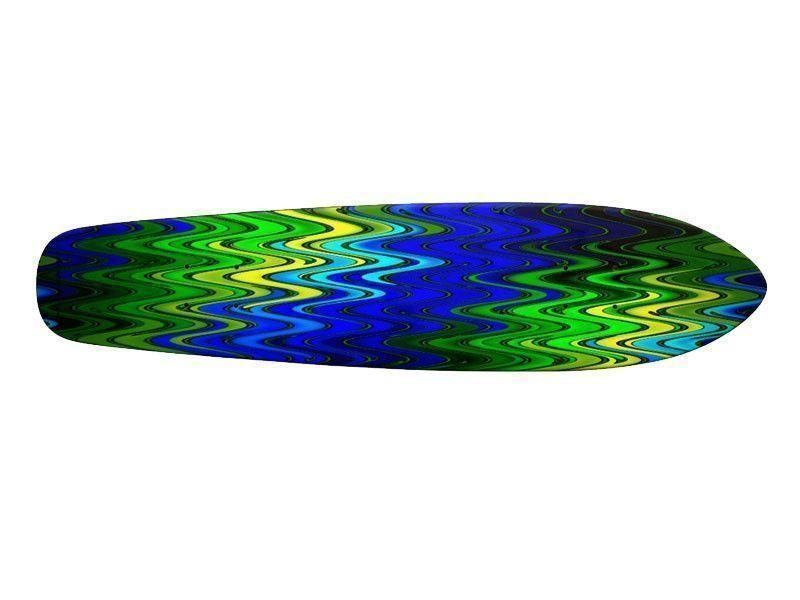 Skateboard Decks-WAVY #2 Skateboard Decks-Blues &amp; Greens &amp; Yellows-from COLORADDICTED.COM-