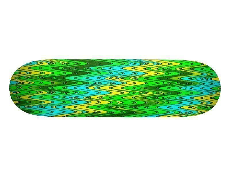 Skateboard Decks-WAVY #2 Skateboard Decks-Greens &amp; Yellows &amp; Light Blues-from COLORADDICTED.COM-