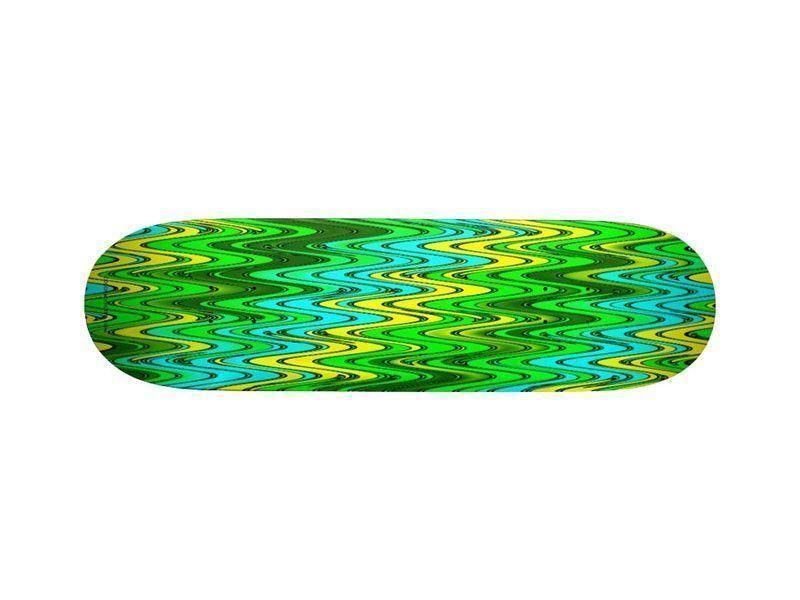 Skateboard Decks-WAVY #2 Skateboard Decks-Greens &amp; Yellows &amp; Light Blues-from COLORADDICTED.COM-