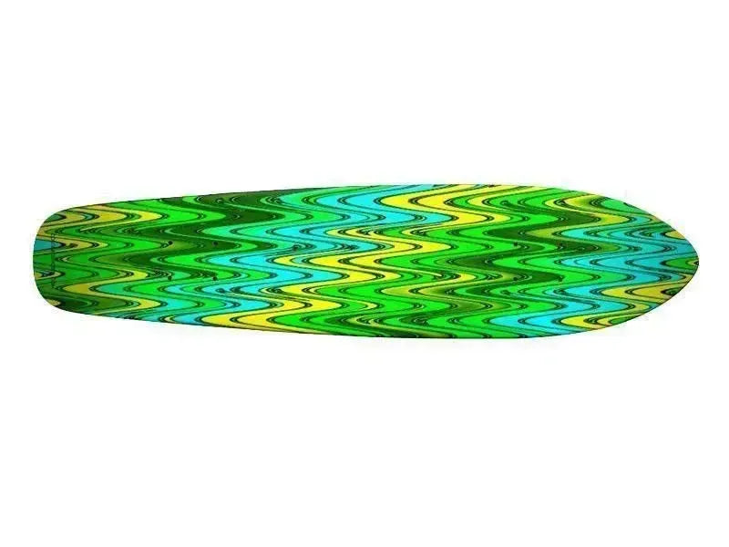Skateboard Decks-WAVY #2 Skateboard Decks-Greens & Yellows & Light Blues-from COLORADDICTED.COM-