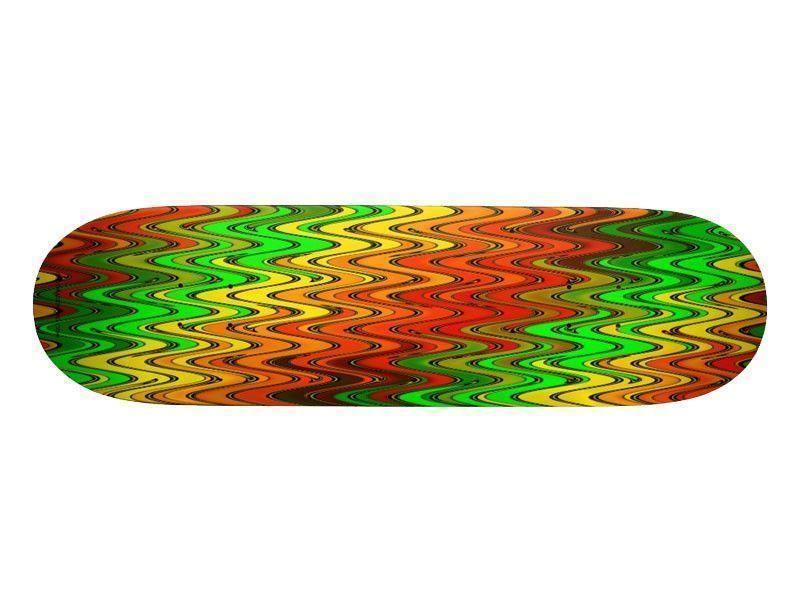 Skateboard Decks-WAVY #2 Skateboard Decks-Reds &amp; Oranges &amp; Yellows &amp; Greens-from COLORADDICTED.COM-