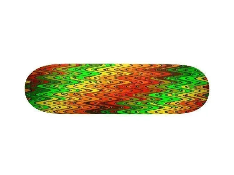 Skateboard Decks-WAVY #2 Skateboard Decks-Reds & Oranges & Yellows & Greens-from COLORADDICTED.COM-