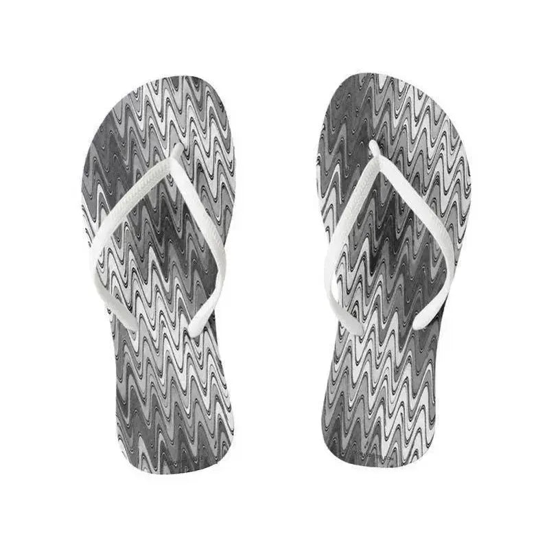 Flip Flops-WAVY #2 Slim-Strap Flip Flops-Grays & White-from COLORADDICTED.COM-