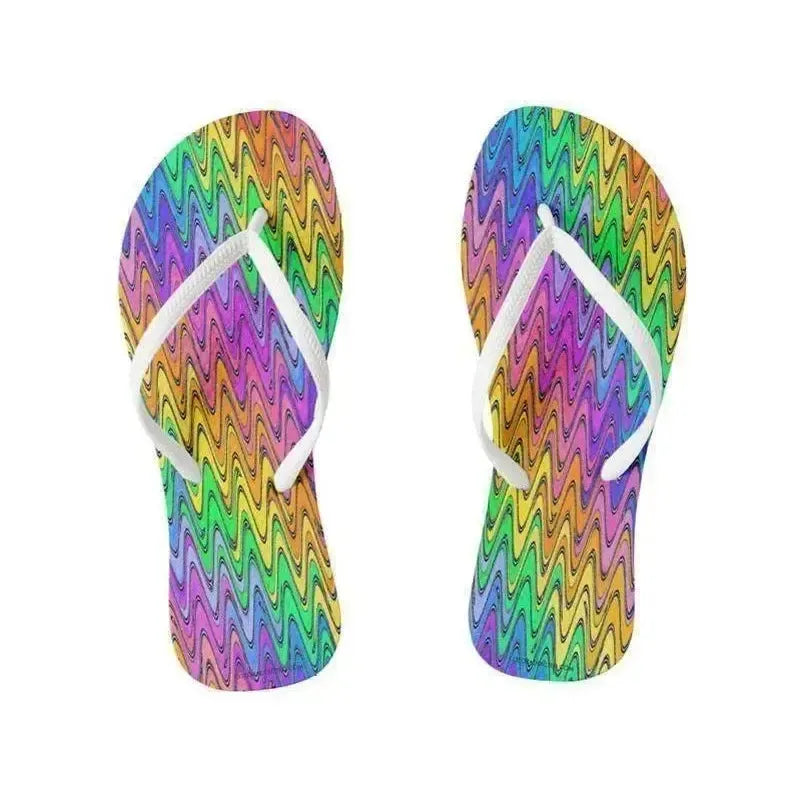 Flip Flops-WAVY #2 Slim-Strap Flip Flops-Multicolor Light-from COLORADDICTED.COM-