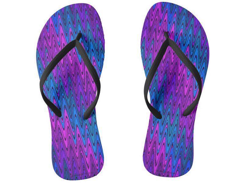 Flip Flops-WAVY #2 Slim-Strap Flip Flops-Purples &amp; Violets &amp; Turquoises-from COLORADDICTED.COM-