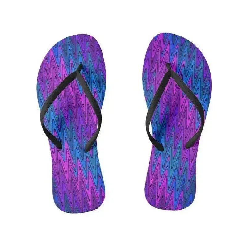 Flip Flops-WAVY #2 Slim-Strap Flip Flops-Purples & Violets & Turquoises-from COLORADDICTED.COM-