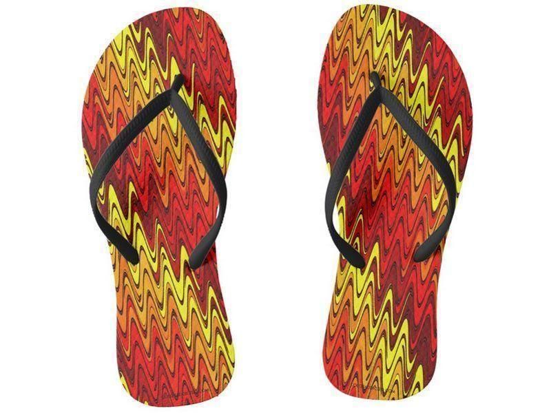 Flip Flops-WAVY #2 Slim-Strap Flip Flops-Reds &amp; Oranges &amp; Yellows-from COLORADDICTED.COM-