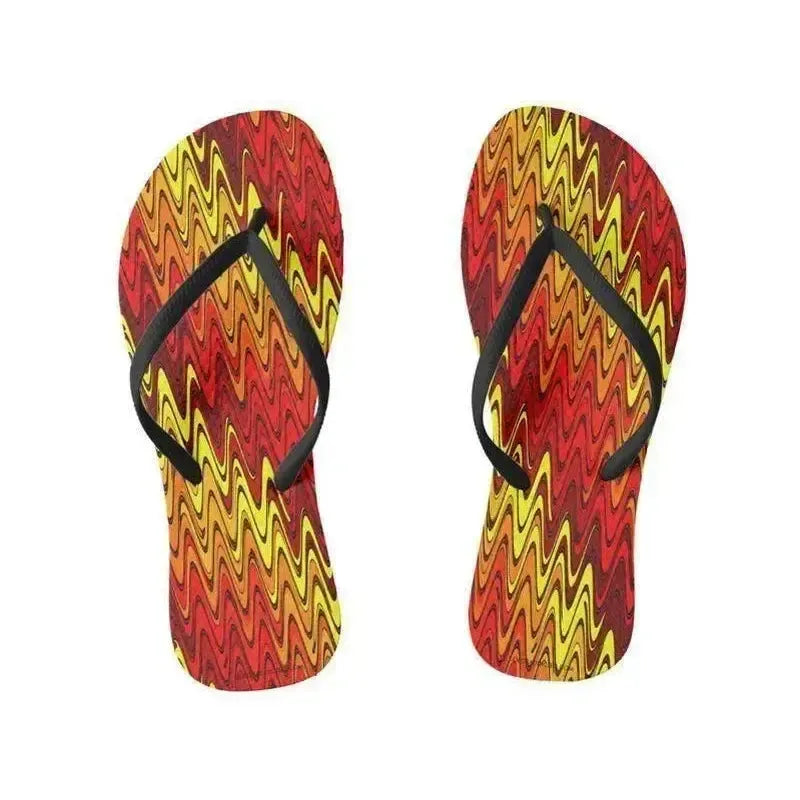 Flip Flops-WAVY #2 Slim-Strap Flip Flops-Reds & Oranges & Yellows-from COLORADDICTED.COM-